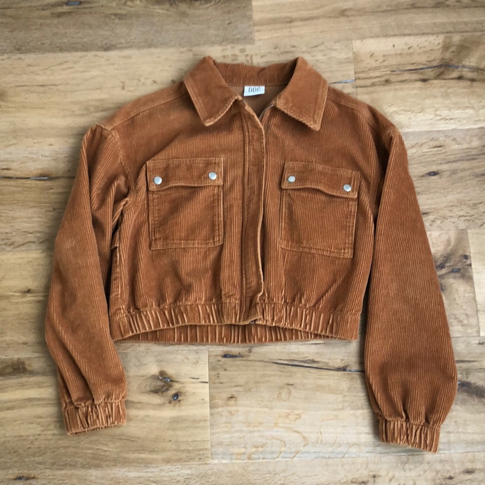 Orange Cropped Corduroy Jacket